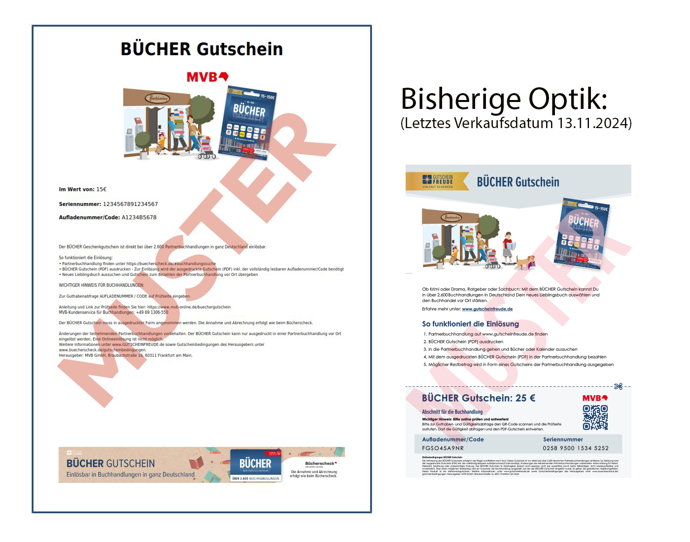 Abbildung BÜCHER Gutschein und PDF-Gutschein neu und alt