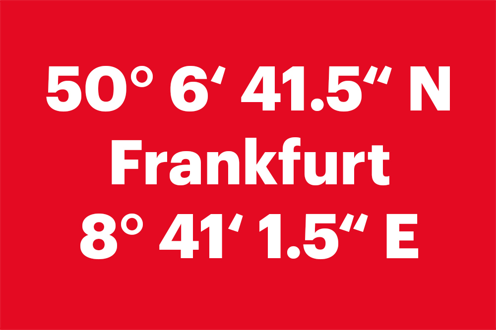 Die geographischen Koordinaten von Frankfurt am Main