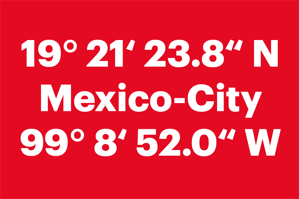 Die geographischen Koordinaten von Mexico-City